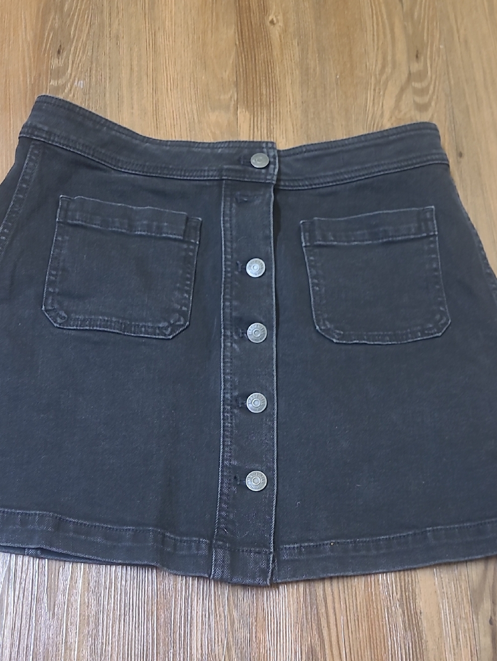 Madewell Black Button-Front Mini Skirt